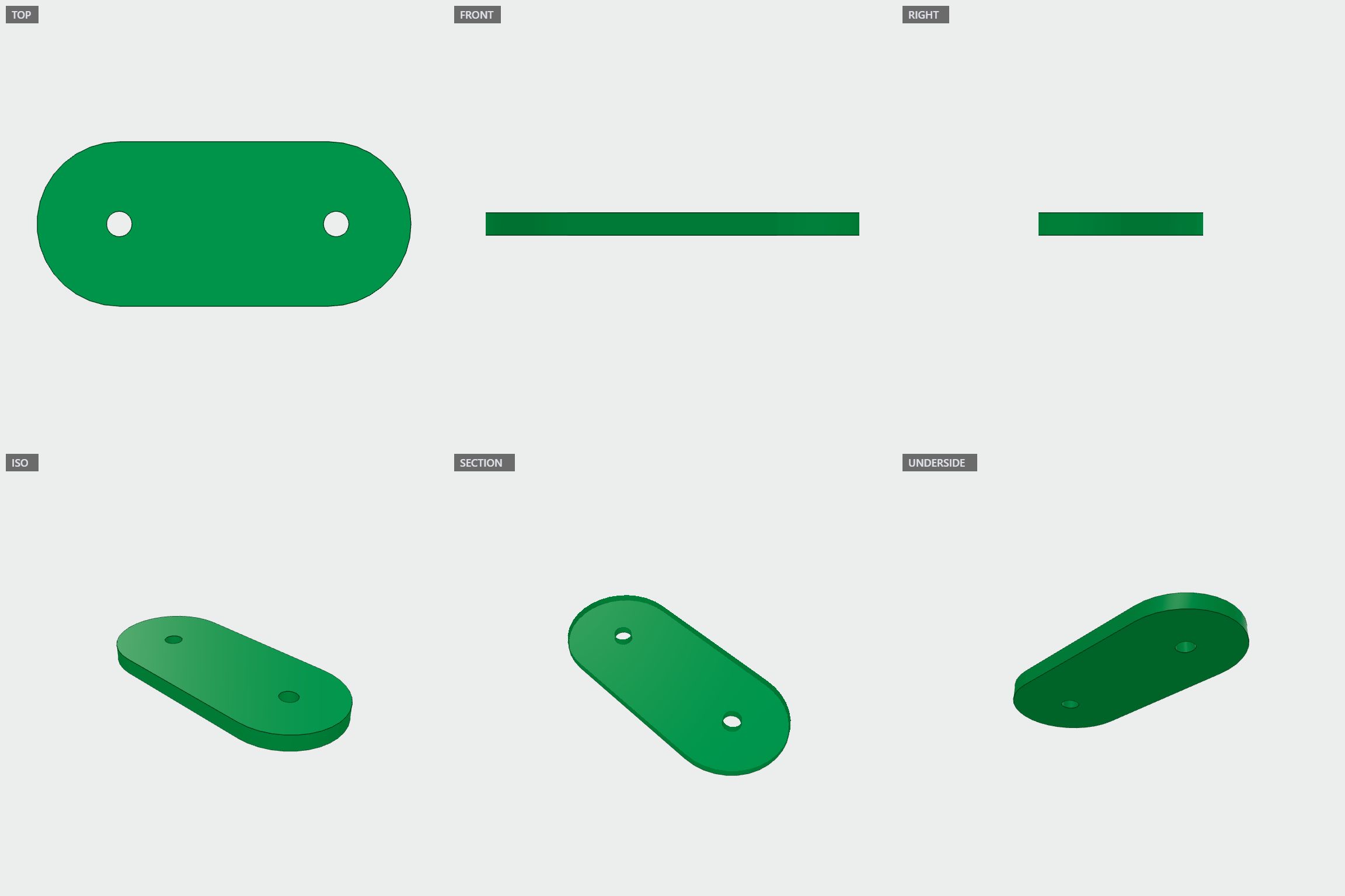 Upper arm plate: isometric view of the generated model